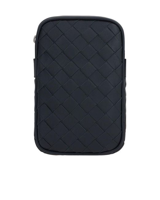 Bottega Veneta Blue Intrecciato Zipped Phone Pouch for men