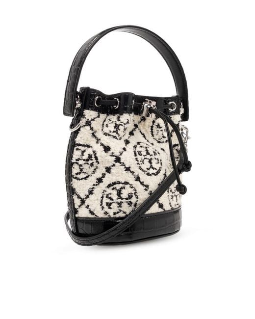 Tory Burch Black Mini Bouclé Bucket Bag