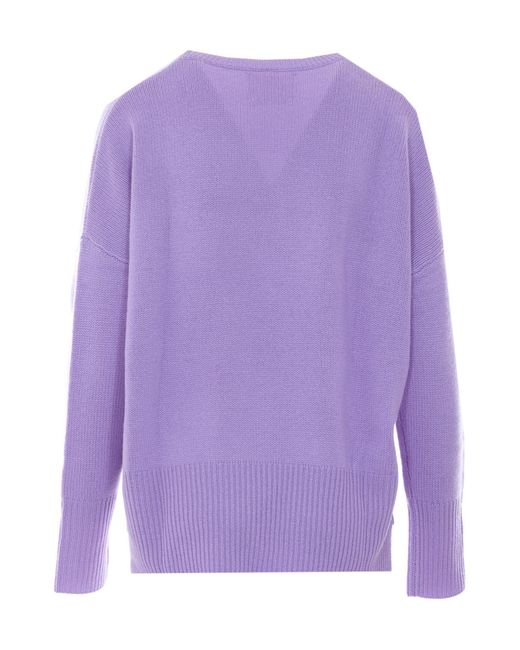 Lisa Yang Purple Crew-Neck Knit Sweater