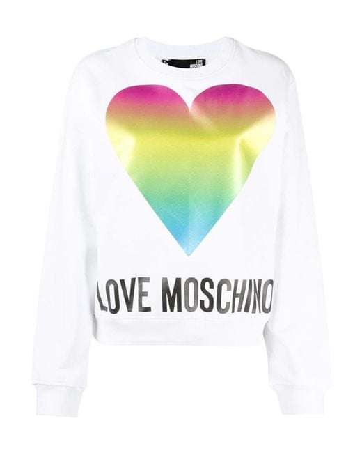 Moschino White Round-Necked Logo Sweater