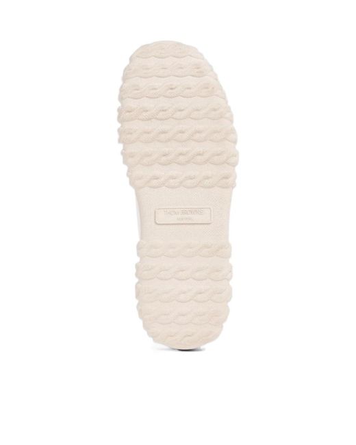 Thom Browne White Frayed Edge Low-Top Sneakers for men