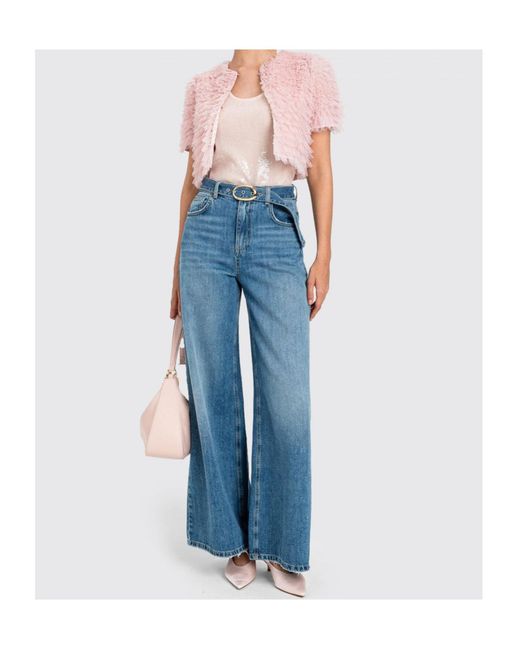 Twinset Blue High-Rise Wide-Leg Jeans