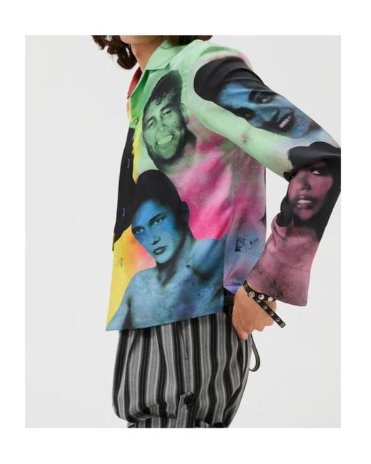 Versace Green Pattern-Printed Twill Slim Shirt for men