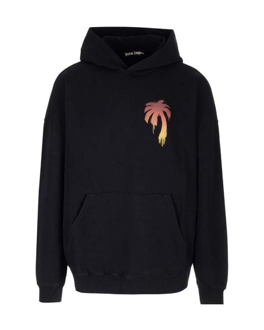 Palm Angels Blue Palm Tree Printed Hoodie for men