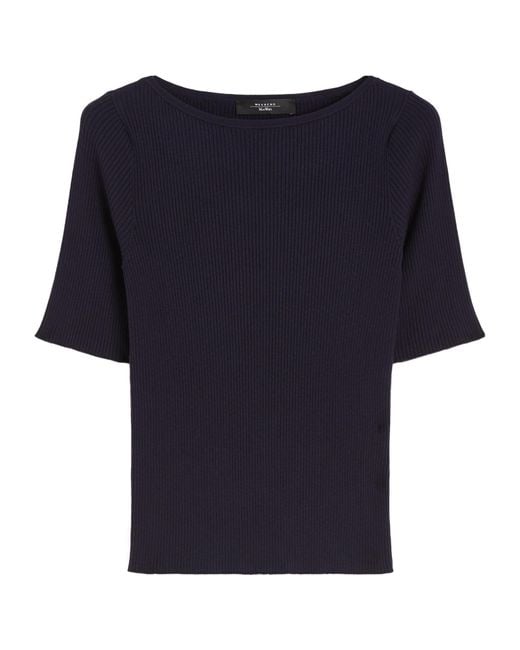 Weekend by Maxmara Blue Slim-Fit Stretch Viscose T-Shirt
