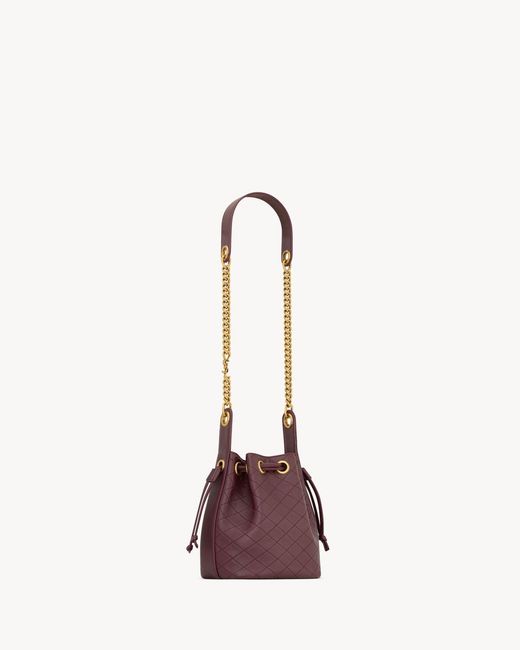 Saint Laurent Purple Cassandre Logo Plaque Bucket Bag