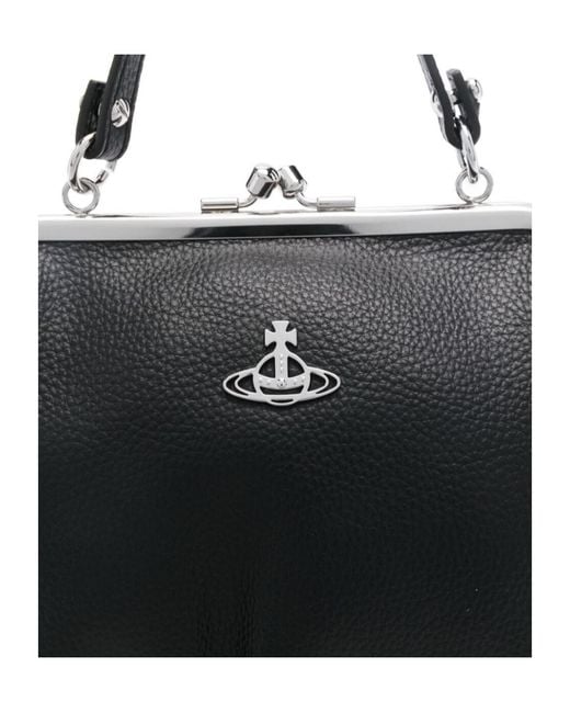 Vivienne Westwood Black Orb Plaque Granny Frame Handbag