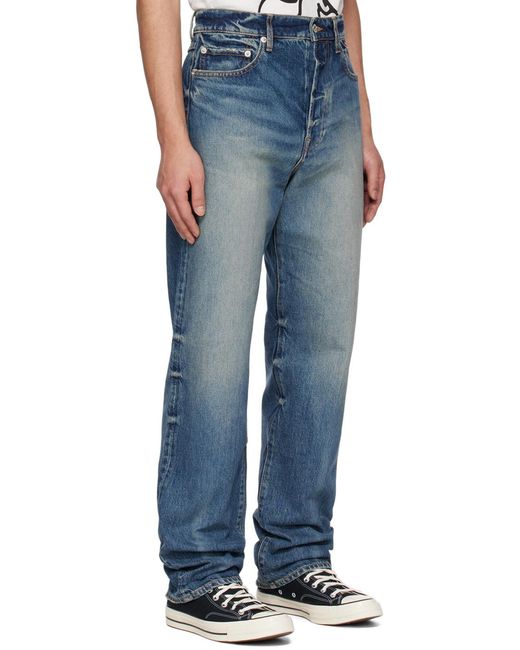 KENZO Blue Asagao Straight-Leg Jeans for men