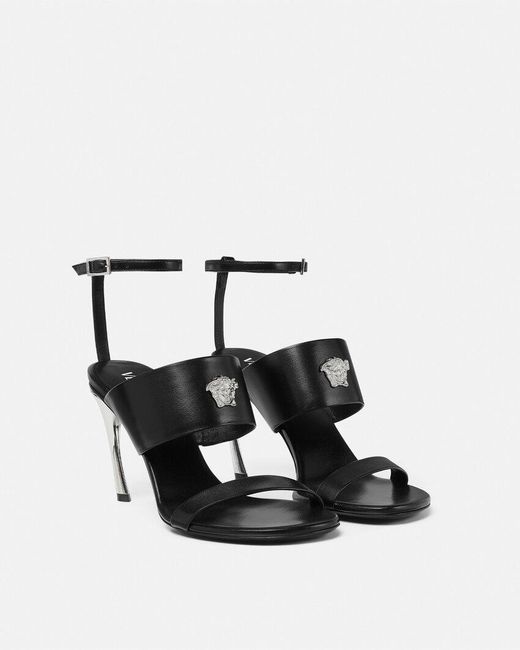 Versace Black Medusa Head-Embellished Ankle-Strap Sandals
