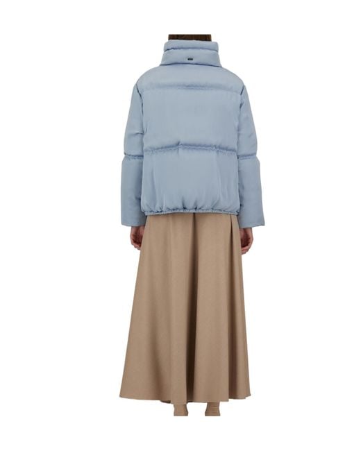 Herno Blue High-Neck Drawstring Zip-Up Jacket