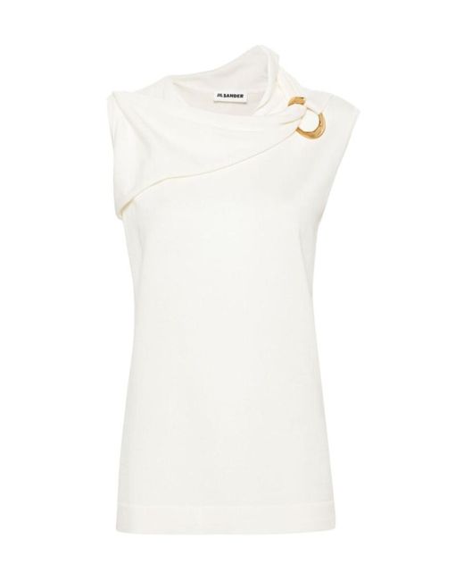 Jil Sander White Sleeveless Knitted Top