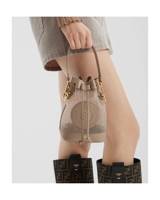 Fendi White Mon Tresor Drawstring Mini Bucket Bag