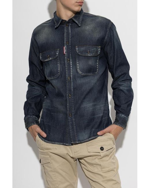 DSquared² Blue Long-Sleeved Shirt for men