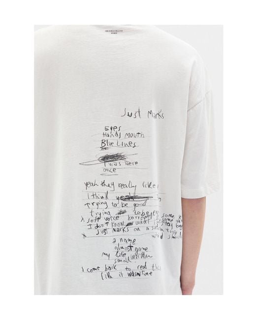 Ann Demeulemeester White Text-Print Cotton T-Shirt for men