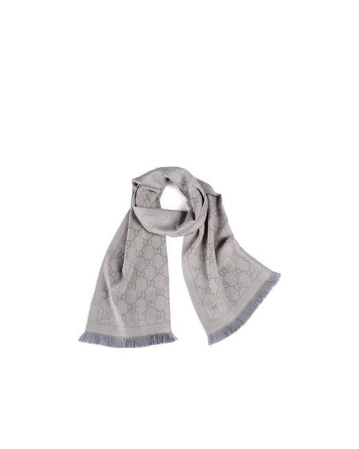 Gucci White Gg Supreme Jacquard Scarf