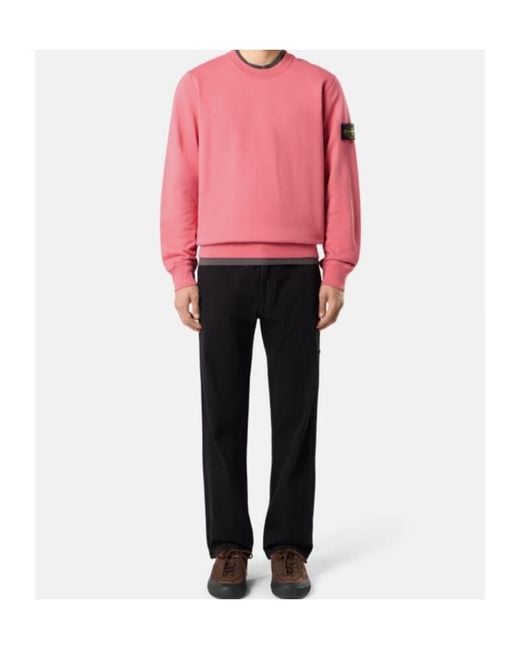 Stone Island Pink Regular-Fit Crewneck Sweatshirt With Raglan Sleeves for men