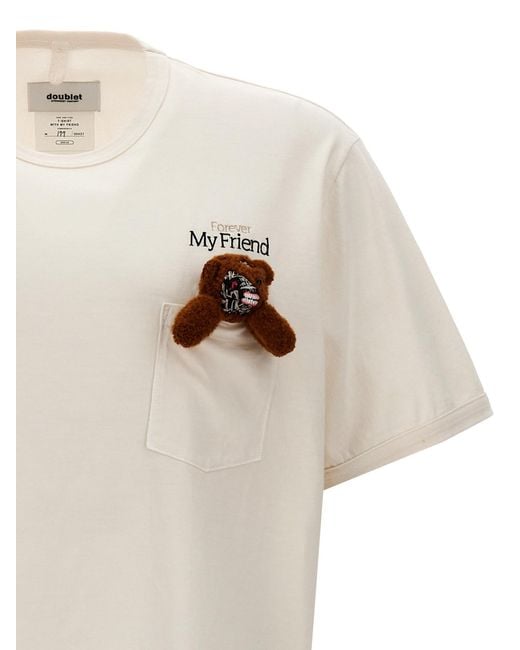 Doublet White Teddy Bear Cotton T-Shirt for men