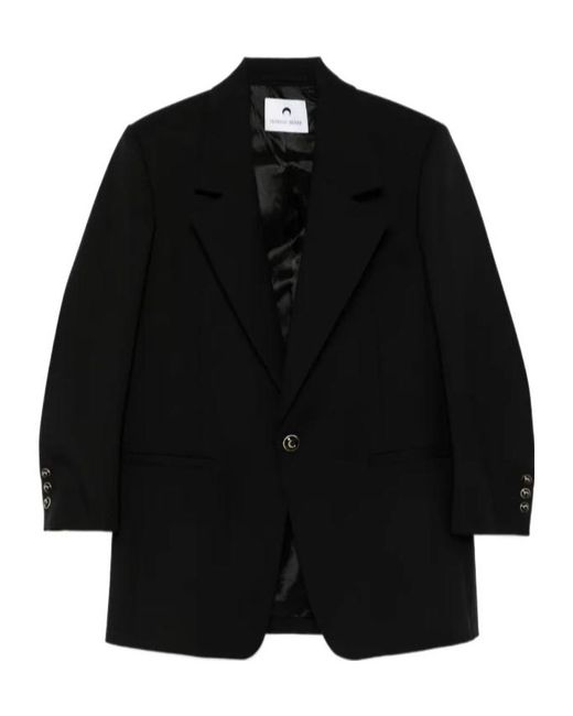 MARINE SERRE Black Twill Suit Jacket for men