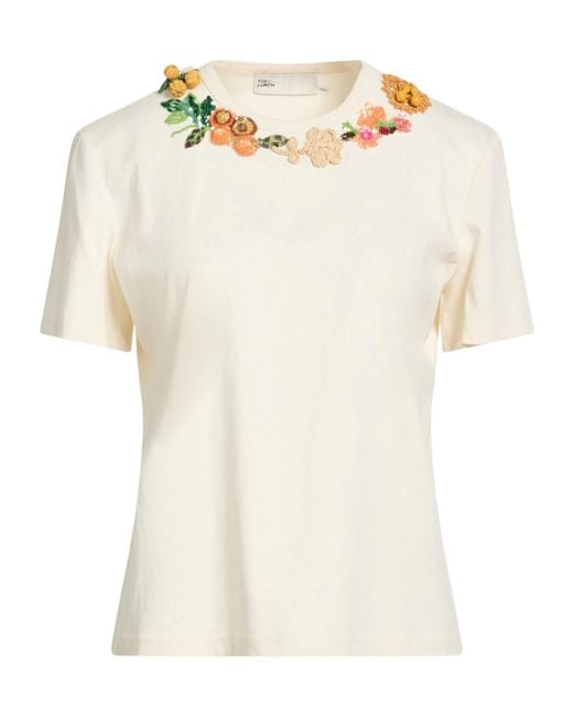 Tory Burch White Short-Sleeve Solid Printed T-Shirt