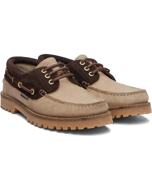 Barbour Brown Re-Engineered Deck Leather Boat Shoes for men