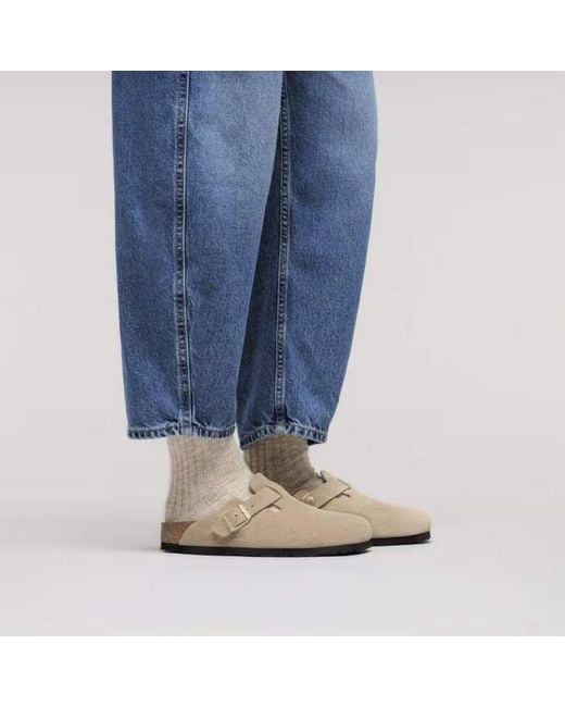 Birkenstock Brown Boston Buckle Suede Sandals for men