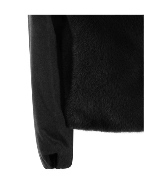 Herno Black Stand-Collar Faux Fur Jacket