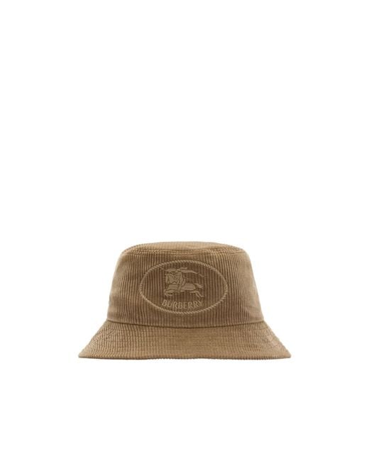 Burberry Brown Knight Stamp Corduroy Bucket Hat