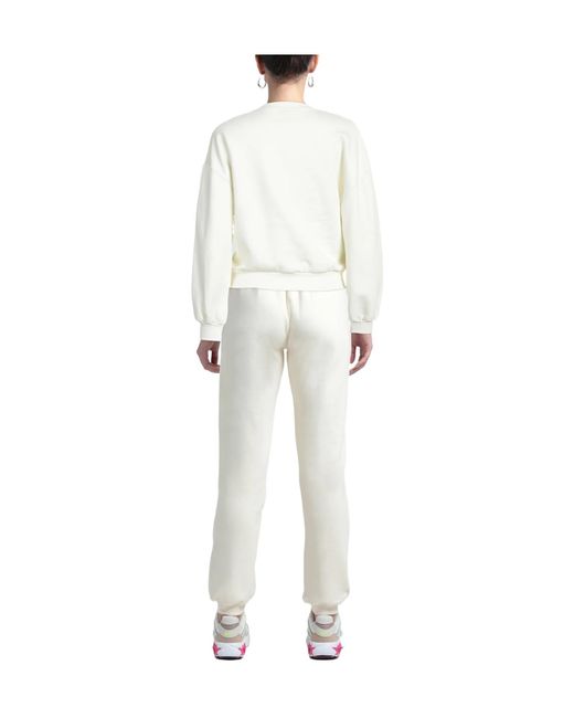 Ganni White Solid-Color Suede Sweatshirt