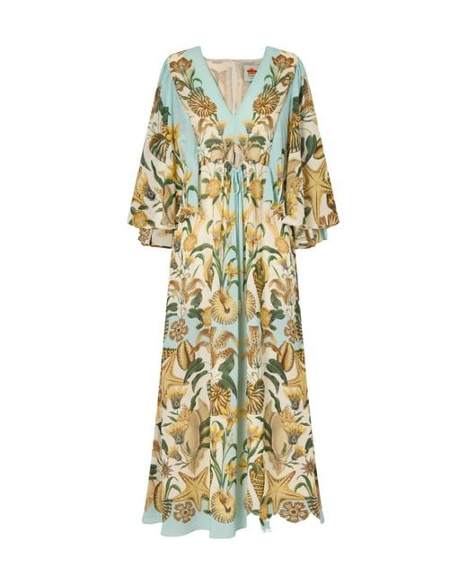 Farm Rio Metallic Floral Print Crepe De Chine Maxi Dress
