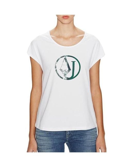 Armani Jeans White Armani Denim Cotton Printed Bat T-Shirt A5H56Ah10