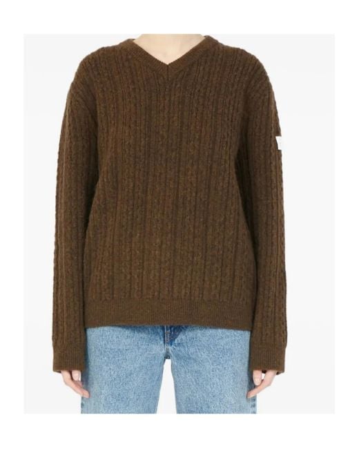 MM6 by Maison Margiela Brown V-Neck Knitwear