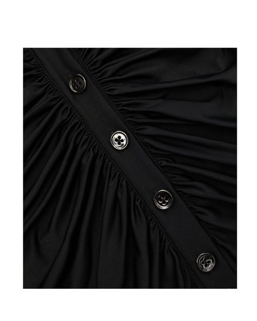 Self-Portrait Black Jersey Ruched Cut-Out Midi Dress