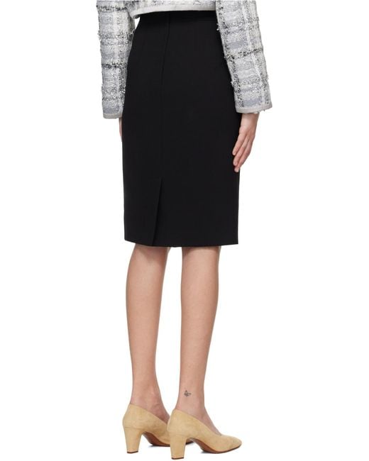 Dolce & Gabbana Black Dg Logo Plaque Midi Pencil Skirt