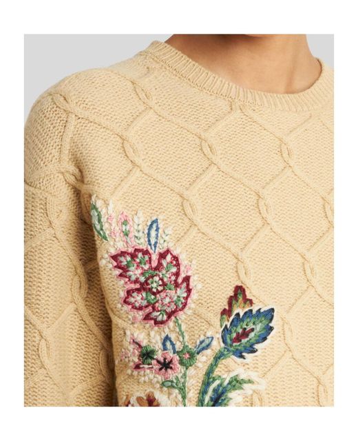 Etro White Embroidered Crewneck Jumper