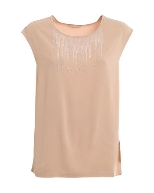 Fabiana Filippi Natural Sequin Embellished Crewneck Top
