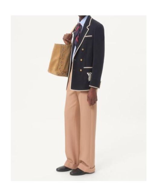 Valentino Blue Double-Breasted Wool Jacket With Vg Patch for men