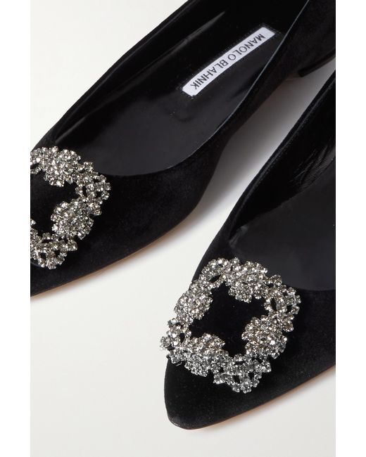 Manolo Blahnik Black Logo Flats