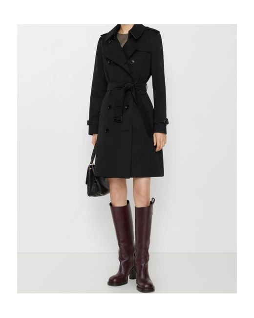 Burberry Black Mid-Length Chelsea Heritage Trench Coat