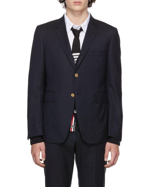 Thom Browne Blue Twill Classic Sport Coat for men