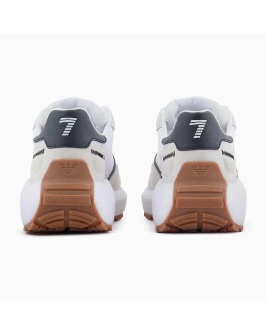 EA7 White Printed Sneakers for men