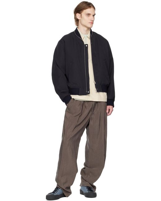 Jil Sander Blue Zip-Up Long-Sleeved Bomber Jacket for men