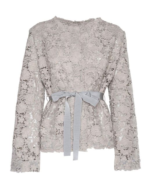 P.A.R.O.S.H. Gray Lace Detailed Tie-Waist Jacket
