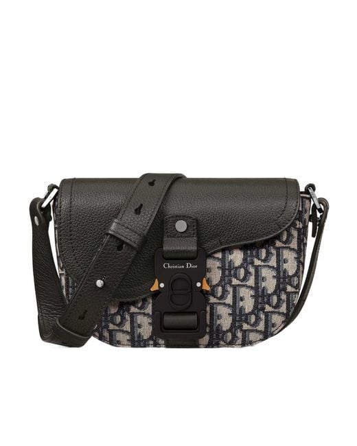 Dior Black Saddle Pouch With Strap for men