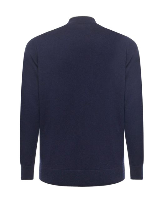 Eleventy Blue Mock Neck Sweater for men