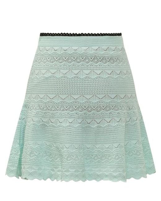 Self-Portrait Green Pointelle Mini Skirt