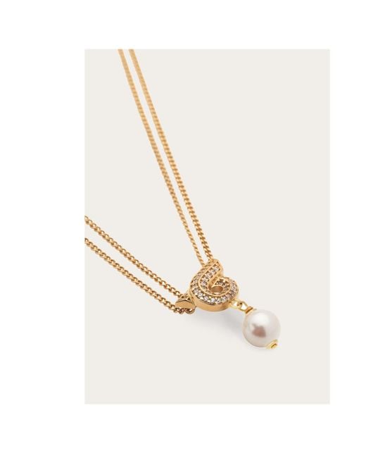 Ferragamo White Ferragamo Pearl Pendant Necklace