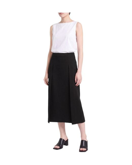 Max Mara Black Solid-Colored Umbrella Skirt