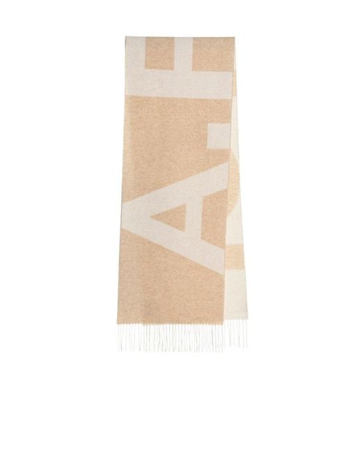 A.P.C. White Logo Detailed Fringed Scarf for men