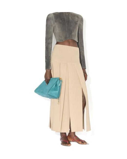 Alaïa Natural Alaïa Pleated Maxi Skirt