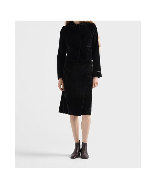 Prada Black Single-Breasted Velvet Jacket
